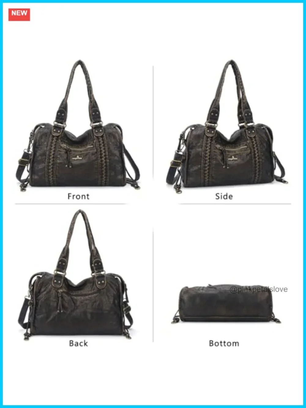 Vegan Leather Hobo Satchel Handbag Large Tote Shoulder Bag Fits 15.6